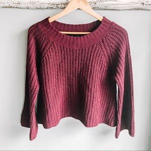 Burgandy cropped knit sweater